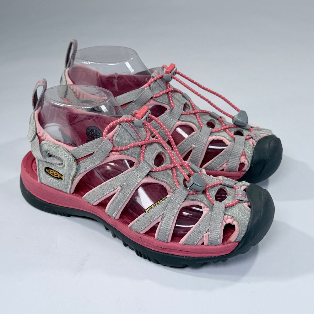 NEW KEEN Whisper Sandal Womens 8 Grey Pink Hiking Trail Waterproof Sport Outdoor